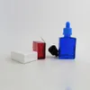 12x 30 ml de vermelho vazio azul verde gelo preto âmbar garrafas de vidro quadrado branco com picada de vidro Droppers9806080