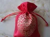 Festa de anos chinês Joyous com cordão de seda Tecido Pouch Natal Favor Doces Sacos de presente Embalagem Bag tamanho Atacado 9x12 cm 50pcs / lot