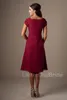 Dark Red Short Modest Bridesmaid Dresses With Short Sleeves Chiffon Beach Brides Maid Dresses Cheap Informal Wedding Party Dresses Custom