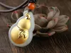 Gold inlaid jade lucky pendant gourd (blessing) talisman necklace and pendant