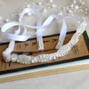 Witte lint kristal kralen hoofdband haarband hoofddeksels bruiloft bruid # T701