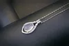 Yhamni Luxury Solid 925 Sterling Silver Pink Gem Crystal Pendant Necklace Natural Stone Water Drop Halsband för kvinnor DZ0565796782