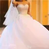 Neue Ankunft Romantische Brautkleider Ballkleid Kristall Perlen Schatz Langes Korsett Traum Prinzessin Braut Party Kleider