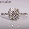 Vecalon fashion Jewellry Design wedding Band ring for women cushion cut 3ct Diamond 925 Sterling Silver Female Finger ring Gift Size5-12