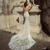 Julie Vino 2019 Vestidos de Noiva de Laço Complique Lace Appliqued Pulso de Enfeitamento Decote Backless Brown Vestidos Varredura de Trem Sereia Vestido de Noiva