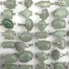 Partihandel 50st Natural Green Jade Rings Fashion Jewelry Men's Rings gratis frakt