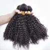 13x4 kinky curly الدانتيل الإغلاق الأمامي مع حزم برازيلية البرازيلية البكر العذراء حزمة jurl 3 حزم مع الإغلاق