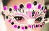 Rhinestone Venetian Masquerade masker Mode Kvinnor Sexig Metall EyeMask Bröllop Henn Natt Party Mask Halloween Jul Festiver