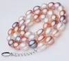 Wholesale 8-9mm Rice-shaped Mixed Color Glare Flawless Natural Pearl Necklace MS0025