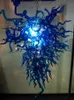 Large foyer hand made blue 6 Lamp Crystal Chandelier Luminaire European Chandeliers christmas decor