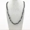 ST0291 Vintage Boho Bijoux De Mode Long Collier 8mm Noir Labradorite noué collier 38 '' longueur Femmes Pierre colliers