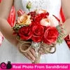 Beach Bouquets Boutonniere Bridal Breids Подружка невесты Холдинг цветы Оранжевый и красный горячий Органический брак для деревенской Богемской свадьбы