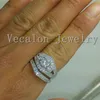 Vecalon 2016 Трехэтажный 3CT Simated Diamond CZ Обручальная зона для женщин 10kt Белое золото Заполненные свадебными наборами