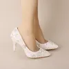 Pink Wedding Shoes Pointed Toe Formal Dress Shoes Pearl Rhinestone Bridal Shoes Women High Heels Mother of The Bride Shoes