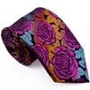 E12 Mäns slipsuppsättningar Rose Multicolor Fuchsia Red Yellow Blue Floral Slyckor Pocket Square 100% Silk New Wholesal238L