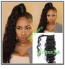 Curly human hair ponytail hairpiece wraps around clip natural wave hair drawstring pony tails 140g African american ponytails