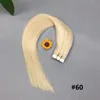 PU Tape in hair human hair extension Silky Straight 100% Remy Human Hair #60 platinum blonde Party Style Free Shipping