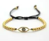 Trendy sieraden groothandel gemaakt door 4mm ronde bronzen kralen mode micro pave cz oog vlechten macrame armbanden