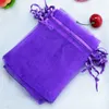 紫色のオーガンザ巾着袋ジュエリーパーティー小さな結婚式の好意ギフトバッグ包装ギフトキャンディーラップスクエア5cm x7cm 2 "x2.75" 100ピースロット