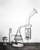 Kopfige Becherglas Bong Fliter Perc Glass Bubbler Schädelschule und Wabenperkolator Recycler Wasserrohre Spräleröl Stammless