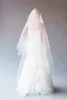 Novo Saling Quente Alta Qualidade 2T Cut Edge Applique sem pente Lvory White Veil Waltz Nupcial Veils Handmade