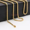 Whole 5pcs jewelry wide 3mm Box Rolo Chain Necklace Stainless Steel Fashion Men039s Women Jewelry Silver gold black 18 4296620