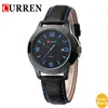 Merk Curren 8094 Horloge Lederen Kalender Japan Movt Mannen Business Horloge met 3ATM Waterbestendigheid Blauw Relogio