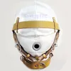 Witte bondage kap deprivatie lederen snuit masker voor hoor terughoudendheid kerker nieuw ontwerp bdsm versnelling gimp gevoerde afsluitbare riemen b03306i