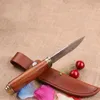 Limited Edition Collectable Damascus Fixed blade knife 58HRC Carving Copper head Natural Rosewood handle knife knives DHL shipping