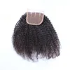 7A Menselijk haar geweven Braziliaanse Afro Kinky Krullend Met Sluiting Midden Driedelige Vetersluiting Met Bundels 7755539