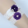 Garter nupcial do vintage Prom Garter nupcial do casamento Garter 2 peça conjunto roxo Lace strass pérolas cristais em estoque barato Plus Size