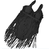 Wholesale- 2016 New Arrival One piece Swimsuit Fringe Bodysuits L-3XL Plus Size Swimwear Sexy Push Up Bathing Suits for Women Black White