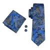 Быстрая доставка шелковый галстук классический шелковый мужчина галстук синие галстуки наборы Paisley мужчины галстуки галстука Hankerchif набор жаккардовых тканей деловая вечеринка N-1447