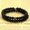 Wholesale Summer Lady Jewelry Fashion 6mm Matte Agate Stone with Micro Inlay Black Zircons Square Cz Beads Bracelets