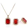 Collier ensemble de boucles d'oreilles, pendentifs en diamant rouge / bleu / Greet, rubis, saphir pour dîner, mariage, qualité supérieure et livraison gratuite