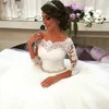 Nova chegada romântico vestidos de casamento branco vestido de baile tule lace longo sonho princesa vestidos de festa nupcial mais tamanho