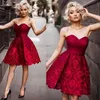 Mörk Röd Kort Prom Klänningar 2018 Sexig Sweetheart Lace Appliques Evening Gowns Girls Mini Homecoming Dress Billiga Cocktail Vestidos