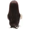 24 "# 33 Auburn Silky Straight Density Density Calor Seguro Fibra Rendas Frontal Peruca De Cabelo Sintético Livre Partimento Natural Peruca Com Pele