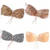 Leopard Invisible Bra Silicone Sexy Women Strapless Push Up Bra Angel Wing Shape Self-Adhesive Bust Backless Bra DHL free