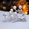 Pearl Rhinestone Brooch Pin Silver Gold-plate Alloy Faux Diamente Broach for bridal wedding costume party dress Pin gift 2016 new fashion