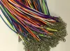 100pcs 16-18 inch mixed color adjustable 1 5mm korea waxed cotton necklace cords with lobster clasp and extension ch320Z