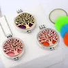 Medaljonghalsband Aromaterapihalsband med filtkuddar Smycken i rostfritt stål Mönster Tree of Life Pendant Oljor Eteriska Diffuser Halsband