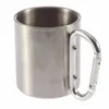 1st Stål Camping Cup Mugg 180ml Resande Karbinhake Aluminium Krok Dubbelvägg Rostfri Drop shipping