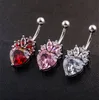 3 Colors Small Order Jewelry Young Fashion Jewelry Body Piercing Big Heart Flower Dangle Navel Rings Drop Shipping