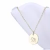 Einfache Halskette mit anfänglichem Scheiben-Charm für Damen, dünne Buchstaben, Monogramm-Charm-Halskette aus Gold und Silber, NL-2459