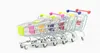 Moda novedosa Mini carritos de mano para supermercado, Mini carrito de compras, decoración de escritorio, almacenamiento, soporte para teléfono, juguete para bebé