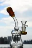 handmade glass bong small water pipe with diffused perc small beaker green recycler oil rigs with 14mm joint