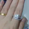 Vecalon 2016 fashion Women Wedding Band ring set cushion cut 3ct Simulated diamond Cz 10KT White Gold Filled Female Party ring