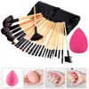 24 stuks professionele make-up kwasten oogschaduw wimperpoeder make-up kwasten sets brocha maquillaje met tas cosmetische spons puff7402545