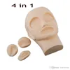 4 in 1 3D Permanente Make-up Wenkbrauw Lip Tattoo Practice Skin Mannequin Head met 2 stks ogen + 1pc lip